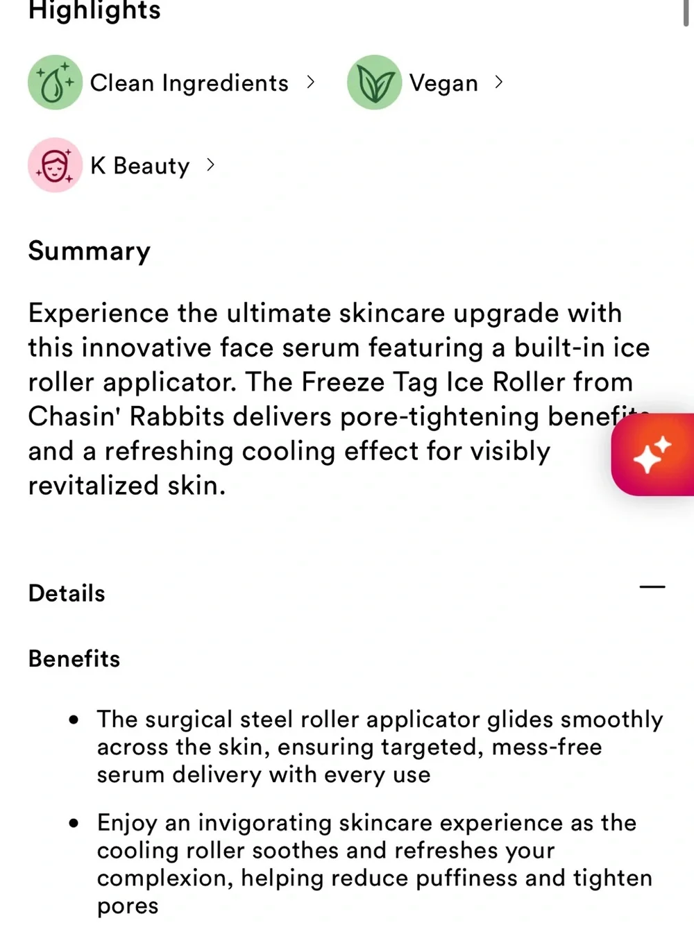 Chasin’ Rabbits Freeze Tag Ice Roller K Beauty Vegan Face Serum Skincare NEW NIB